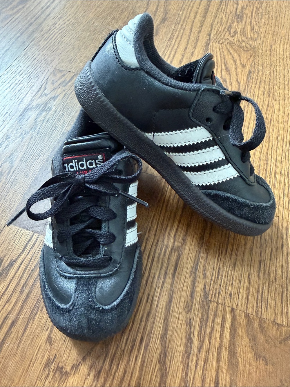 Adidas Samba Black and White Classic Stripe Sneakers, toddler size 8.5